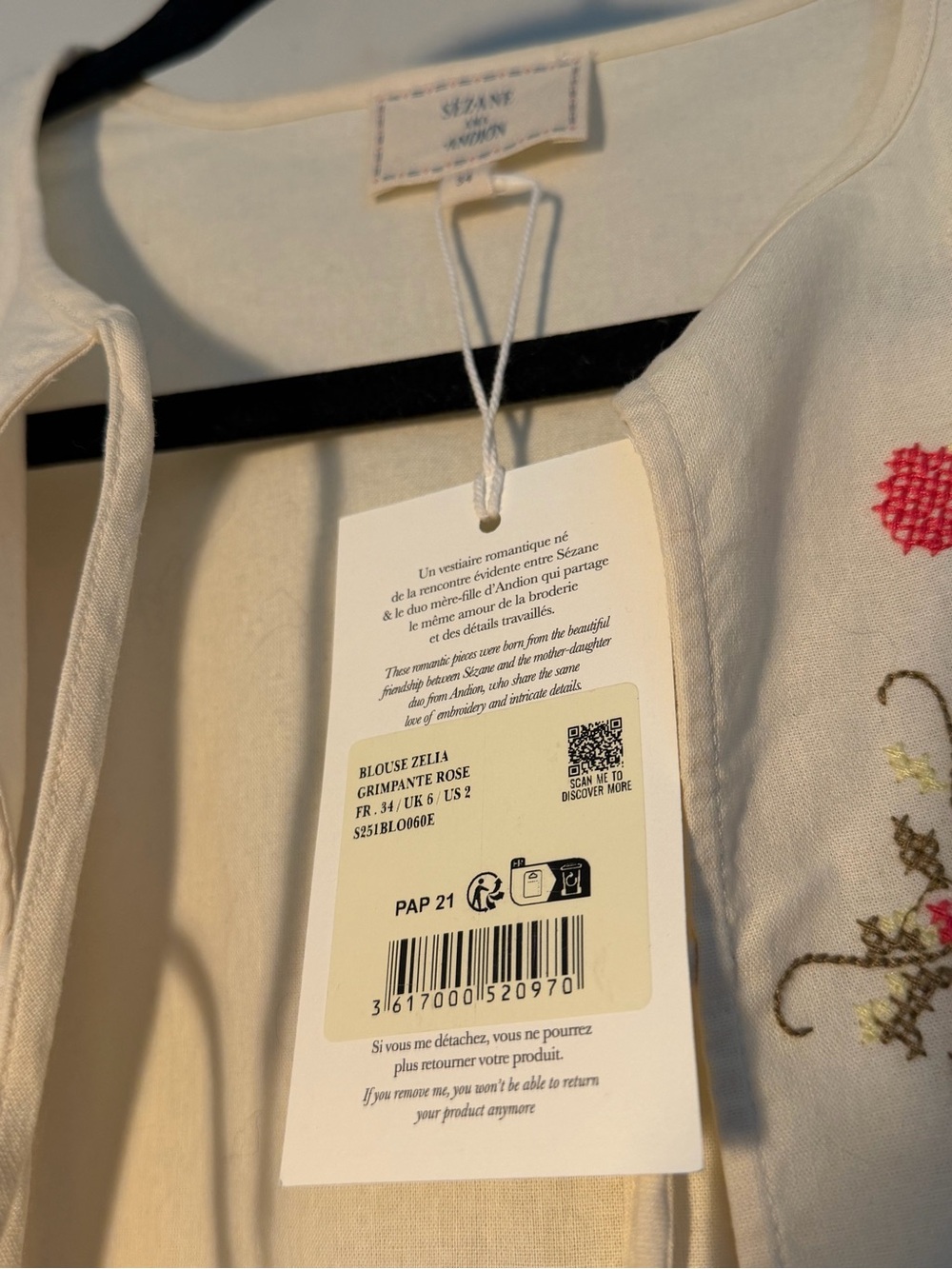 NWT ZELIA BLOUSE - SÉZANE X ANDION - Picture 7 of 9